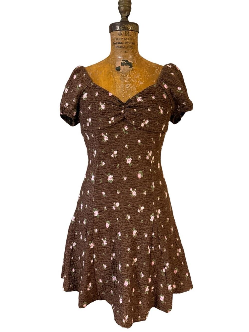 Inspired Hearts Womens Floral Dress Puff Sleeve Cottagecore Milk Maid size Mediu